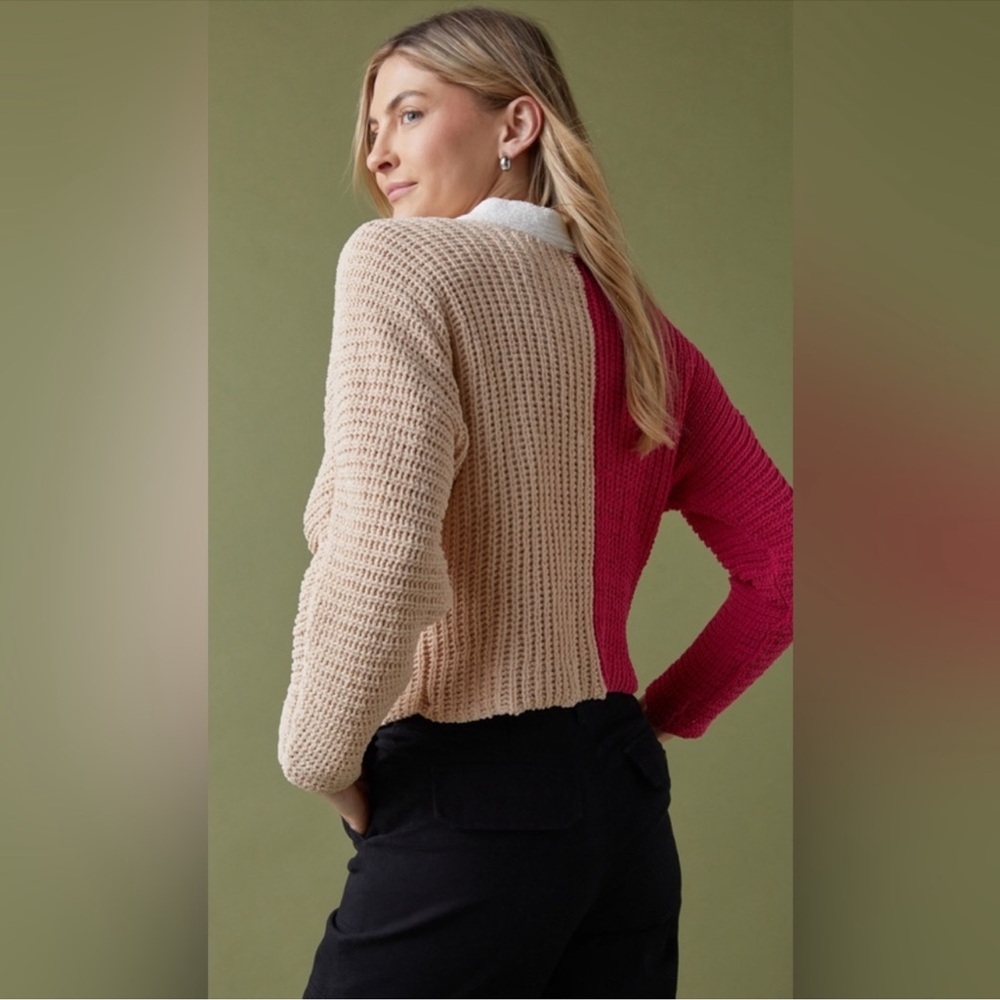 New Fall Francesca's Stacey Short Button
Down Colorblock Cardigan - Picture 4 of 9